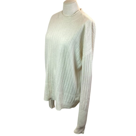 Banana Republic Womens Medium Ribbed Knit Cashmere/Merino Wool Sweater Cream Moc - Picture 6 of 10